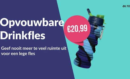 Groothandel ⨠All Together Drinkfles - Opvouwbare Bidon - 500ml - Silicone - Donker Roze Blauw đ 4 Groothandel ⨠All Together Drinkfles - Opvouwbare Bidon - 500ml - Silicone - Donker Roze Blauw đ - Afbeelding 2