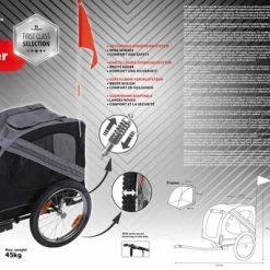 Promo ⭐ Flamingo Hondenfietskar - Remco - Grijs / Zwart - Speciaal Voor De Elektrische Fiets / E-Bike - 80x57x64cm ✔️ -MGO Leisure Wear winkel 550x342