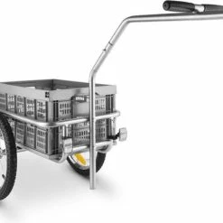 Promo 🤩 Duramax Bigbig Box Rijwielaanhanger Handwagen Hoge Dissel 40 L 40 Kg Grijs 💯