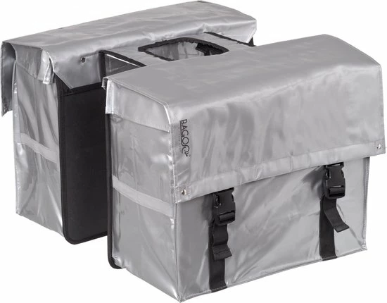 Kopen ❤️ Bagoo XL Dubbele Fietstas - 58 Liter - Zilver - Bisonyl ✨ 3 Kopen ❤️ Bagoo XL Dubbele Fietstas - 58 Liter - Zilver - Bisonyl ✨