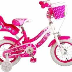 Flash-uitverkoop 🔥 Volare Lovely Kinderfiets - Meisjes - 12 Inch - Roze/Wit 🔥