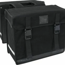 Begroting 🌟 FastRider Canvas 94 Dubbele Fietstas - Bevat Snelsluitingen, Uitsparing Voor Snelbinders En LED Verlichting - Reflectiestrepen - 56 Liter - Zwart 🎉