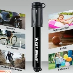 Promo 🔔 Makes Easy Fietspomp Racefiets | Mini Fietspomp | Met Flexible Slang | 8 Bar | Zwart ⭐ -MGO Leisure Wear winkel 550x480 5