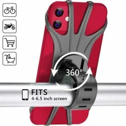 Uitgang ⌛ Merkloos Telefoonhouder Fiets - Stevige Silicone Stuurhouder - Universeel - Zwart 💯