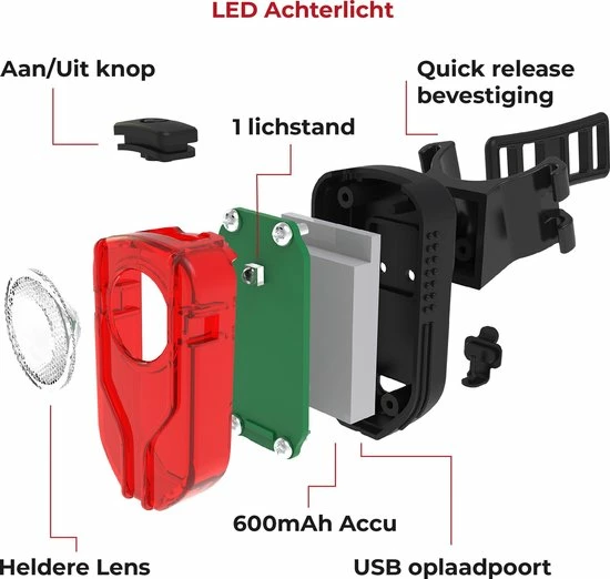 Beste Verkoop 👏 DistinQ LED Fietsverlichting Set - Oplaadbare USB Fietslampset - Voorlicht/Achterlicht - StVZO Gecertificeerd 🛒 9 Beste Verkoop 👏 DistinQ LED Fietsverlichting Set - Oplaadbare USB Fietslampset - Voorlicht/Achterlicht - StVZO Gecertificeerd 🛒 - Afbeelding 7