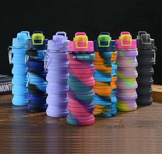 Groothandel ⨠All Together Drinkfles - Opvouwbare Bidon - 500ml - Silicone - Donker Roze Blauw đ 5 Groothandel ⨠All Together Drinkfles - Opvouwbare Bidon - 500ml - Silicone - Donker Roze Blauw đ - Afbeelding 3