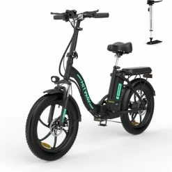 Beste Pirce 😍 HITWAY E-Bike Elektrische Fiets 20 Inch Fat Tire E-Bicycle Vouwfiets, 250 W, 11,2 Ah Accu, Max. Bereik Tot 35-90 Km, Offroad-mountainbike Met Shimano 7-versnellingen, City EBike,Groen Zwart ✨