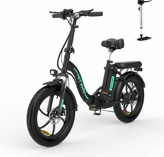 Beste Pirce 😍 HITWAY E-Bike Elektrische Fiets 20 Inch Fat Tire E-Bicycle Vouwfiets, 250 W, 11,2 Ah Accu, Max. Bereik Tot 35-90 Km, Offroad-mountainbike Met Shimano 7-versnellingen, City EBike,Groen Zwart ✨ 3 Beste Pirce 😍 HITWAY E-Bike Elektrische Fiets 20 Inch Fat Tire E-Bicycle Vouwfiets, 250 W, 11,2 Ah Accu, Max. Bereik Tot 35-90 Km, Offroad-mountainbike Met Shimano 7-versnellingen, City EBike,Groen Zwart ✨