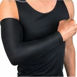 Promo 😍 Merkloos Sport Compressie Arm Sleeve (Set Van 2 Stuks) - Zwart - Maat L ✔️