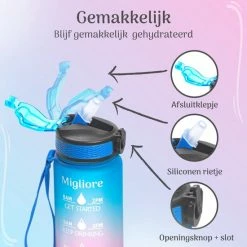 Aanbiedingen 🔔 Migliore Bidon 1 Liter - Met Rietje - BPA Vrij - Sport - Ook In 600 Ml En 2 Liter ❤️ -MGO Leisure Wear winkel 550x550 165