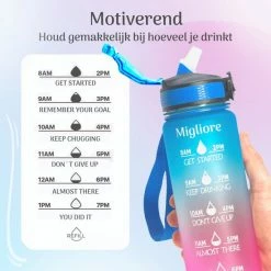 Aanbiedingen 🔔 Migliore Bidon 1 Liter - Met Rietje - BPA Vrij - Sport - Ook In 600 Ml En 2 Liter ❤️ -MGO Leisure Wear winkel 550x550 170
