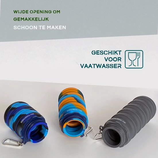Groothandel ⨠All Together Drinkfles - Opvouwbare Bidon - 500ml - Silicone - Donker Roze Blauw đ 6 Groothandel ⨠All Together Drinkfles - Opvouwbare Bidon - 500ml - Silicone - Donker Roze Blauw đ - Afbeelding 4