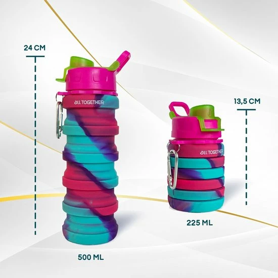 Groothandel ⨠All Together Drinkfles - Opvouwbare Bidon - 500ml - Silicone - Donker Roze Blauw đ 9 Groothandel ⨠All Together Drinkfles - Opvouwbare Bidon - 500ml - Silicone - Donker Roze Blauw đ - Afbeelding 7