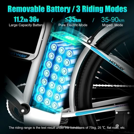 Korting 🎁 Hitway Elektrische Fiets | E-bike Damesfiets | 26 Inch | 250W Motor | Wit ❤️ 4 Korting 🎁 Hitway Elektrische Fiets | E-bike Damesfiets | 26 Inch | 250W Motor | Wit ❤️ - Afbeelding 2