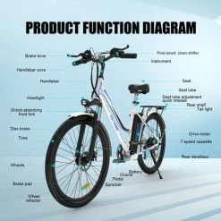 Korting 🎁 Hitway Elektrische Fiets | E-bike Damesfiets | 26 Inch | 250W Motor | Wit ❤️ 15 Korting 🎁 Hitway Elektrische Fiets | E-bike Damesfiets | 26 Inch | 250W Motor | Wit ❤️ -MGO Leisure Wear winkel 550x550 292