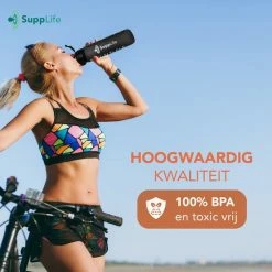 Groothandel 💯 Supplife Bidon - 1 Liter - Met Rietje - BPA Vrij - Zwart - Black Friday 2022 🤩 -MGO Leisure Wear winkel 550x550 389
