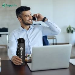 Groothandel 💯 Supplife Bidon - 1 Liter - Met Rietje - BPA Vrij - Zwart - Black Friday 2022 🤩 -MGO Leisure Wear winkel 550x550 390