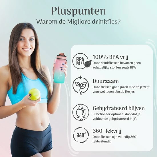 Groothandel 💯 Migliore Bidon 600 Ml - Met Rietje - BPA Vrij - Sport - 750 Ml - Ook In 1 Liter En 2 Liter ⌛ 9 Groothandel 💯 Migliore Bidon 600 Ml - Met Rietje - BPA Vrij - Sport - 750 Ml - Ook In 1 Liter En 2 Liter ⌛ - Afbeelding 7