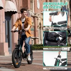 Hete verkoop ✨ HITWAY E-Bike Elektrische Fiets 20 Inch Fat Tire E-Bicycle Vouwfiets, 250 W/36 V/11,2 Ah Accu, Max. Bereik Tot 35-90 Km, Offroad-mountainbike Met Shimano 7-versnellingen, City EBike Met Slot 🛒 -MGO Leisure Wear winkel 550x550 580