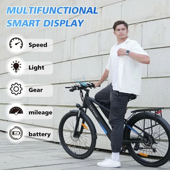 Goedkoop ⭐ HITWAY Elektrische Fiets E-bike 26", E-bike, 36V/11,2Ah Accu, 250W, Tot 35-90km, Max. 25 Km/u, Offroad Mountainbike Met Shimano 21 Versnellingen, Stadsfiets Heren Dames ✨ 5 Goedkoop ⭐ HITWAY Elektrische Fiets E-bike 26", E-bike, 36V/11,2Ah Accu, 250W, Tot 35-90km, Max. 25 Km/u, Offroad Mountainbike Met Shimano 21 Versnellingen, Stadsfiets Heren Dames ✨ - Afbeelding 3