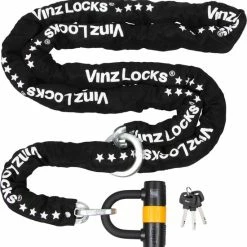 Hete verkoop 🎉 VINZ Trivor ART 4 Kettingslot - 300 Cm Motorslot Van Gehard Staal Met Ring / Scooterslot Met Hangslot / 🥾 Bootslot 3 Meter /Schijfremslot 🛒