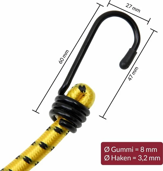 Aanbiedingen 👍 Merkloos 12 X Rubberen Bagagespin Met Haken 30-95 Cm X 8 Mm 🎁 6 Aanbiedingen 👍 Merkloos 12 X Rubberen Bagagespin Met Haken 30-95 Cm X 8 Mm 🎁 - Afbeelding 4