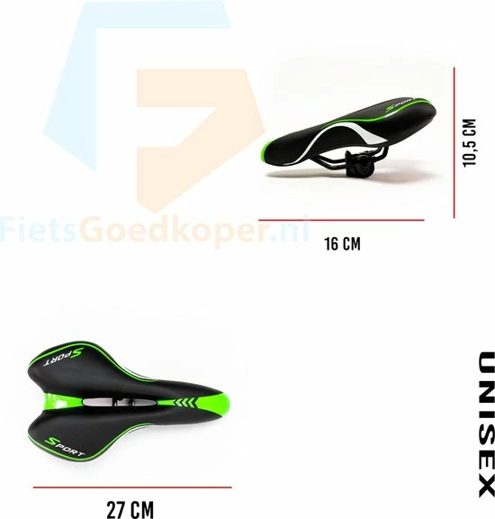Goedkoopste π Voltano Sport Fietszadel – Gel Trekking Zadel – Met Uitsparing – Unisex - Zwart / Groen - Incl. Gratis Zadelstrop β 5 Goedkoopste π Voltano Sport Fietszadel – Gel Trekking Zadel – Met Uitsparing – Unisex - Zwart / Groen - Incl. Gratis Zadelstrop β - Afbeelding 3