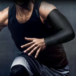 Promo 😍 Merkloos Sport Compressie Arm Sleeve (Set Van 2 Stuks) - Zwart - Maat L ✔️ -MGO Leisure Wear winkel 550x591 2