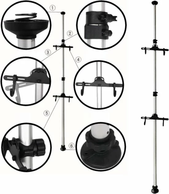 Beste deal ⌛ Merkloos Decopatent PRO Plafond Fiets Ophangsysteem Voor 2 Fietsen - Staand Fietsenrek 2 Fietsen - Fietsenhouder Met Telescoop Opbergstang 🎁 8 Beste deal ⌛ Merkloos Decopatent PRO Plafond Fiets Ophangsysteem Voor 2 Fietsen - Staand Fietsenrek 2 Fietsen - Fietsenhouder Met Telescoop Opbergstang 🎁 - Afbeelding 6