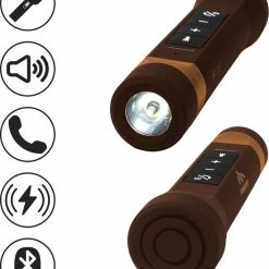 Coupon 😉 FONSAFE 5in1 Multi Powerbank Voor Fiets Met Bluetooth Speaker En LED Lamp - Universeel Fiets Accessoires - Multifunctioneel - Draagbaar - FM-Radio En MP3 - Handsfree Bellen - Zaklamp - Koffie / Bruin 🎉