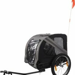 Promo ⭐ Flamingo Hondenfietskar - Remco - Grijs / Zwart - Speciaal Voor De Elektrische Fiets / E-Bike - 80x57x64cm ✔️
