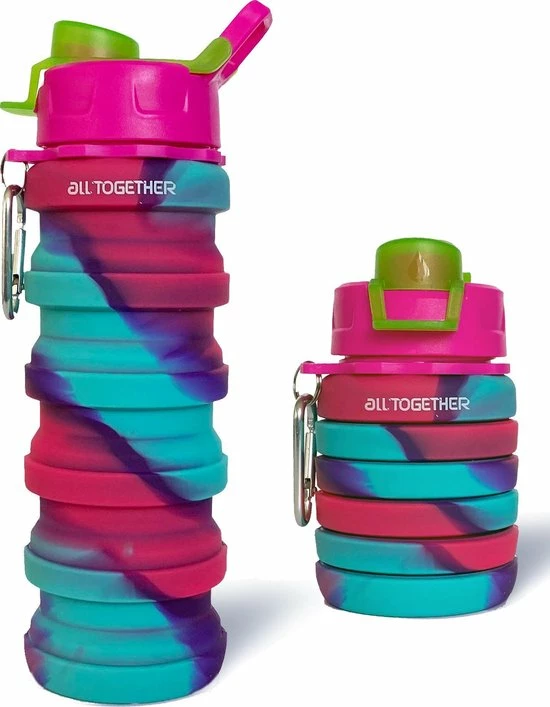 Groothandel ⨠All Together Drinkfles - Opvouwbare Bidon - 500ml - Silicone - Donker Roze Blauw đ 3 Groothandel ⨠All Together Drinkfles - Opvouwbare Bidon - 500ml - Silicone - Donker Roze Blauw đ