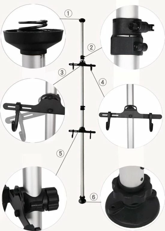 Beste deal ⌛ Merkloos Decopatent PRO Plafond Fiets Ophangsysteem Voor 2 Fietsen - Staand Fietsenrek 2 Fietsen - Fietsenhouder Met Telescoop Opbergstang 🎁 9 Beste deal ⌛ Merkloos Decopatent PRO Plafond Fiets Ophangsysteem Voor 2 Fietsen - Staand Fietsenrek 2 Fietsen - Fietsenhouder Met Telescoop Opbergstang 🎁 - Afbeelding 7