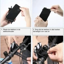 Coupon 🌟 ExCorn Smartphone Houder Fiets - Telefoonhouder Voor Op De Fiets - Mobiele Telefoonhouder - Gsm Toestel - Stuur - Universeel - Zwart - Bike Mount Holder | ( Apple / IPhone / Samsung / Huawei / Nokia / LG / HTC / Sony / Xiaomi / Acer / Google) 💯 -MGO Leisure Wear winkel 550x776 2