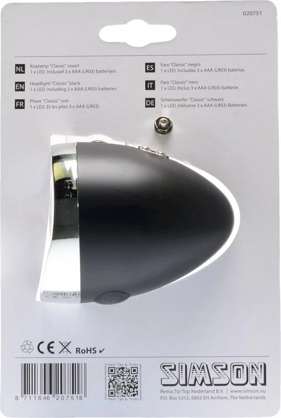 Korting π₯ Simson Voorlicht Classic Led Batterij Zwart π 6 Korting π₯ Simson Voorlicht Classic Led Batterij Zwart π - Afbeelding 4
